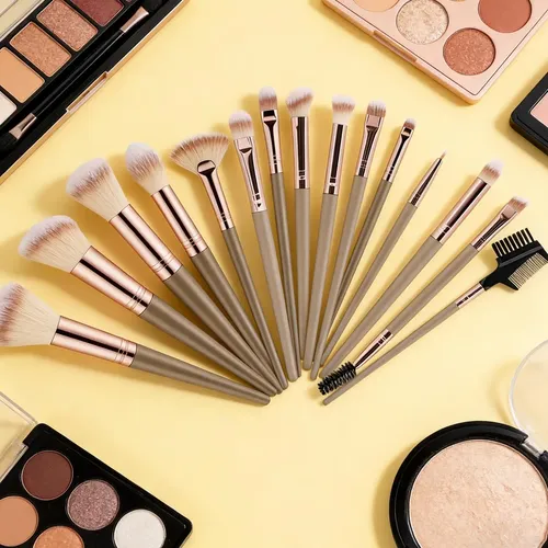 E Set 15 Brochas Maquillaje Profesional Fibra Suave