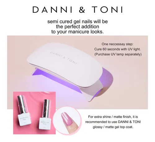 Tiras De Uñas De Gel Danni & Toni Semi Curadas Rosa Blanco D