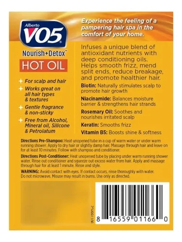 Tratamiento Acondicionador Alberto Vo5 Hot Oil Weekly 2×7 Ml