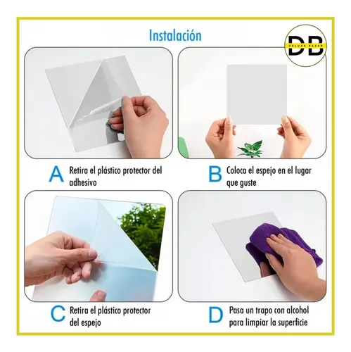 Pack X2 Espejos Rectangulares Acrílicos Autoadhesivos 30×40