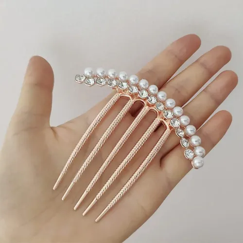Yv&wv 2 Pinzas Laterales Cabello Perla Con Clip Diamante