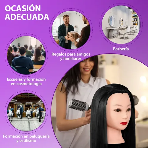 A, 75cm Cabeza Para Peinar Maniquí 75% Cabello Humano