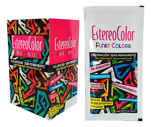 Estereocolor Coloración Semipermanente Funky Colors Caja 12u Tono Violeta