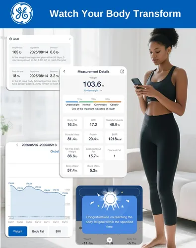 Ge Balanza Cs20i Digital Bluetooth 400 Libras Black Salud Negro