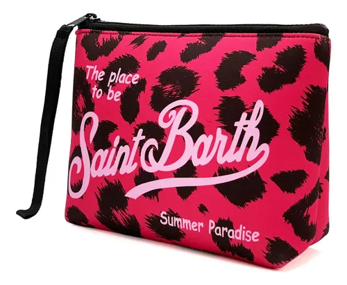 Bolso De Maquillaje Con Estampado De Leopardo Rosa A