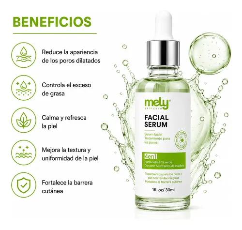 Serum Facial Ácido Hialurónico 4 En 1 Niacinamida Mely Mixta