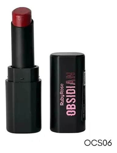 Labial Batom Lipstick Cream Satin Obsidian Ruby Rose Color Ocs06