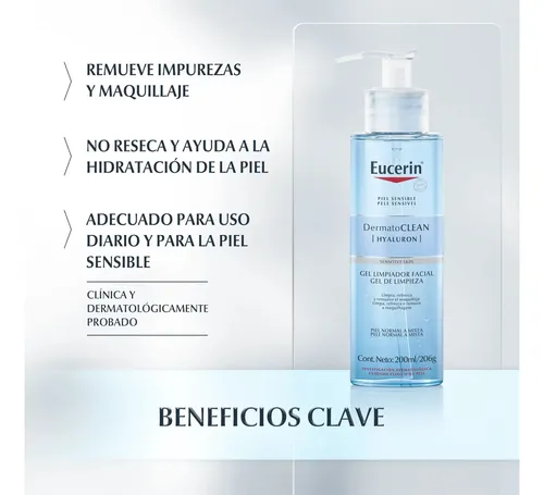Gel Limpieza Facial Eucerin Dermatoclean Hyaluron 200ml 206g