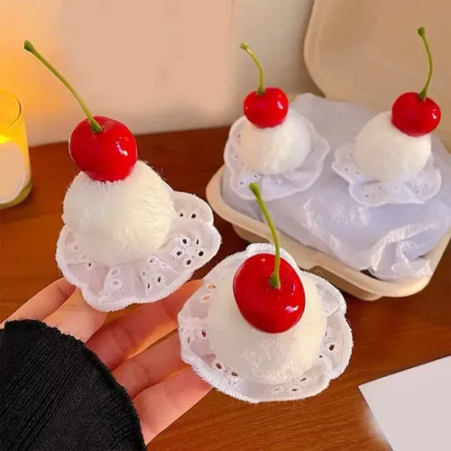 Pinza Para El Pelo Con Diseño De Tarta De Cerezas, Antiderra