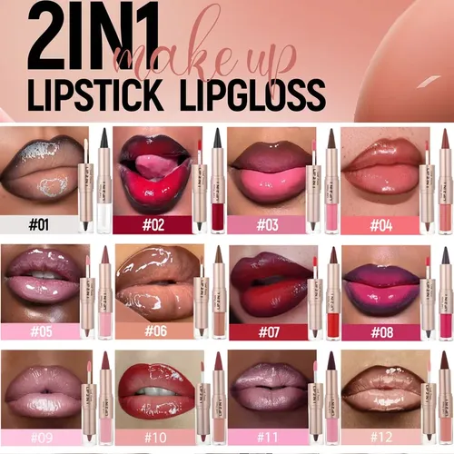 Labial Doble Extremo Delineador Mate Y Brillo Espejo