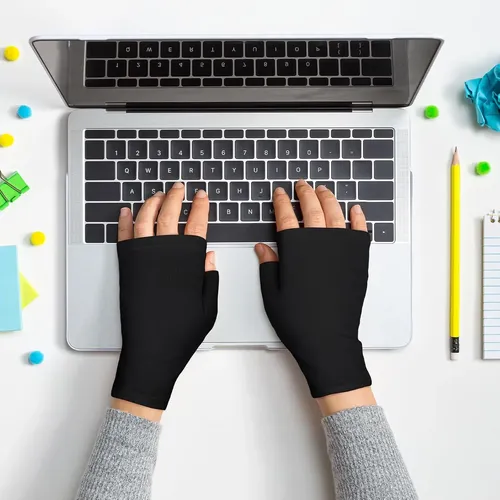 Guantes Sin Dedos Algodón Negro Hidratantes Para Eczema
