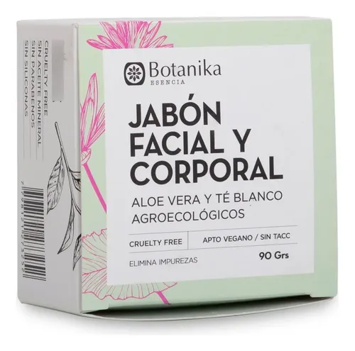 Jabón Facial Y Corporal Aloe Vera Y Te Blanco Botanika X90gr