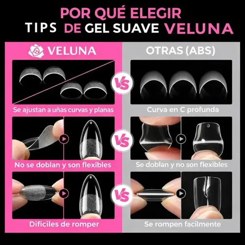 Tips De Uñas Acrílicas Profesionales Alta Calidad X240u Color Transparente Almendras Medianas