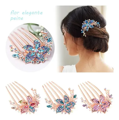 3 Horquillas Peine Cristal Diamantes Para Cabello De Boda