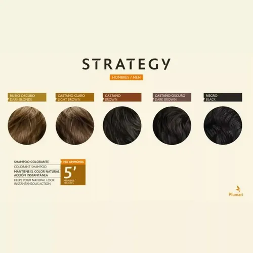 Kit Shampoo Colorante Men Cabello Castaño Oscuro Strategy X4