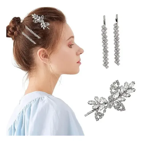 Pinzas Para El Pelo De Novia Con Diamantes De Imitación, 4 U