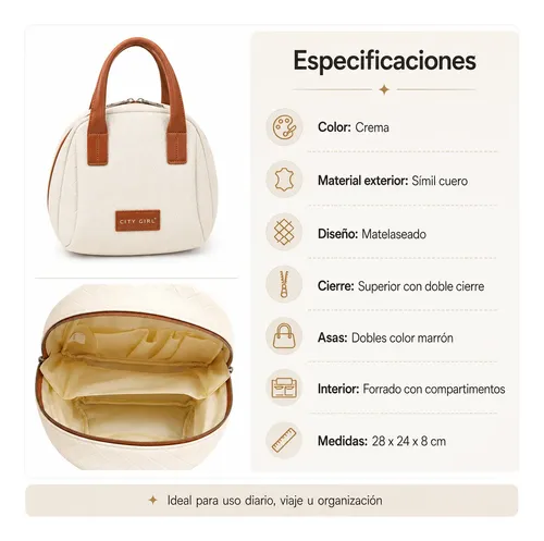 Bolso Neceser Organizador Maquillaje Mujer Matelaseado