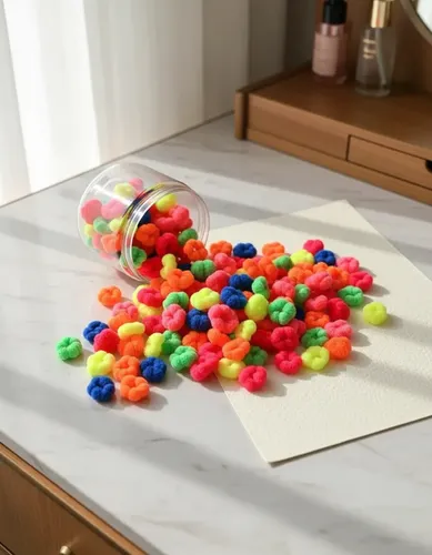 Box De 100 Mini Colitas De Pelo Para Nenas Colores Surtidos