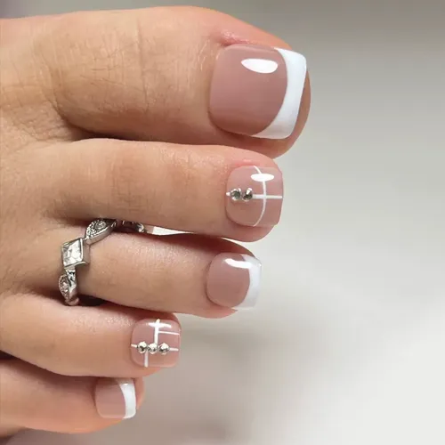 Uñas Press On Para Pies Kit Completo Reutilizable Veluna – Francesita Con Strass