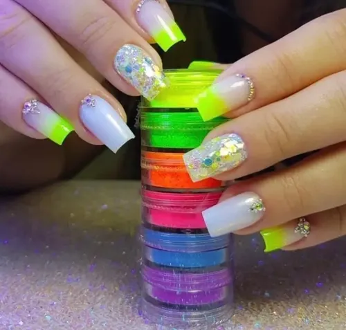 Torre 6 Pigmentos Po Neon Asa P/ Sombra Unhas Uñas Maquillaje