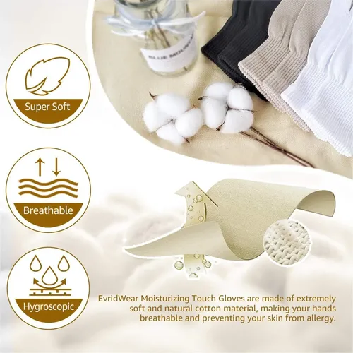 Guantes De Algodón Hidratantes Evridwear L/xl Beige Con