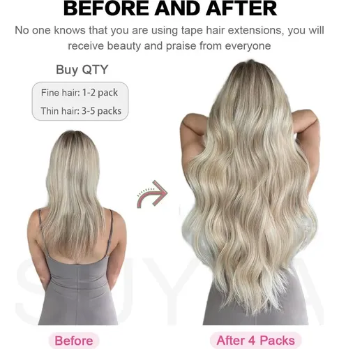 Extensiones De Cabello Con Cinta 1b Off Black Suyya 20