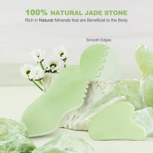 Set 2 Gua Sha Airogym Jade Masajeador Facial Corporal Verde