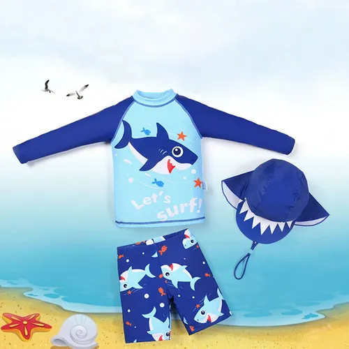 Traje De Baño Para Niños, Gorro, Protector Solar, Transpirab