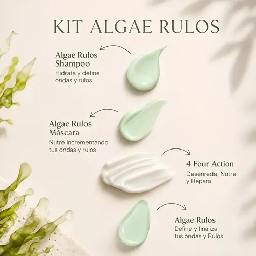 Kit Profesional Rizos Super Hidratación, Shampoo y Máscara Rizos Crema de Peinar Hidratación, reparadora y Protectora Térmica y Spray Hidratador y Formador (único AMC del Kit) de Rulos Line Up
