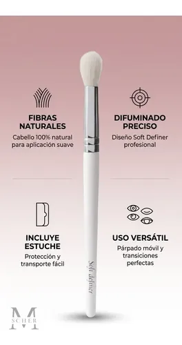 Pincel Ojos Blender Difumina Perfectamente Suavidad al Tacto Esfumino Soft Definer Melody Scher Blanco