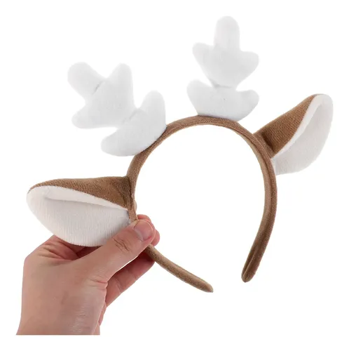 Diadema Con Cuernos De Ciervo Esponjosos Para Mujer, Lujosa