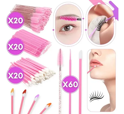 Kit Cepillo Microhisopo Y Limpiador De Pestañas X60 Unidades