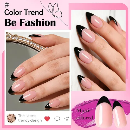 Uñas Postizas Stiletto Medium Claw Black French Tip