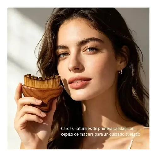 Cepillo Masajeador Facial De Madera 2 En 1 Con Gua Sha