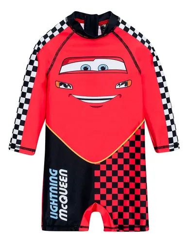 Traje De Baño Niños Enterito + Gorro Disney Cars Prot Uv50