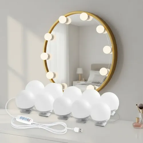 Kit 10 Focos Lamparas Luz Led Espejo Usb Vanity Camarin