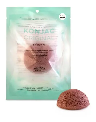 Esponja Natural Konjac Arcilla Roja Pieles Con Rosacea