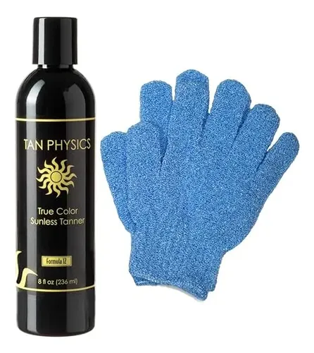 Autobronceador Tan Physics True Color Formula 12 Locion Tan Physics 8oz W/ Exfoliation Gloves