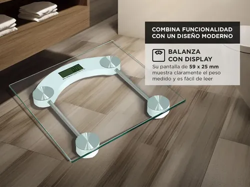 Balanza Digital Gadnic Vidrio Templado 180 kg Precision 100 g Pantalla LCD 300 x 300 mm