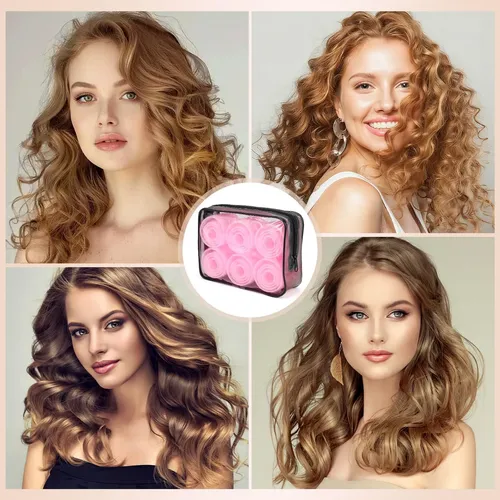 Set De Rulos De Pelo Obeoby Para Mujer Con Pinzas Y Herramie Rosa Chicle
