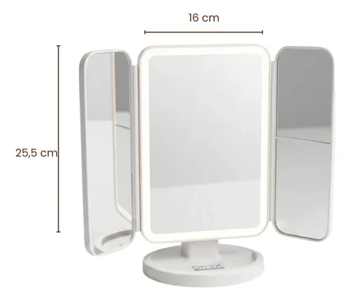 Espejo De Maquillaje Con Aumento 1x/2x/3x Luz Led 3 Modos
