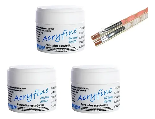 Kit 3 Geles Uv/led Uñas Esculpidas Gelificada Construccion
