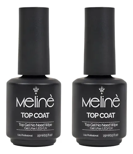 Meline Esmalte Top Coat Semipermanente Gel Led/uv Kit X2