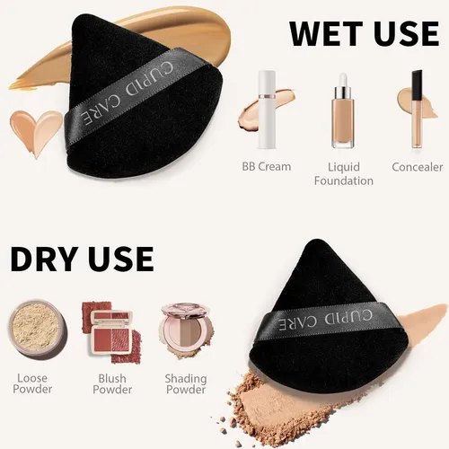 6 Pcs Triangle Powder Puff With 2 Travel Cases, Setting P…