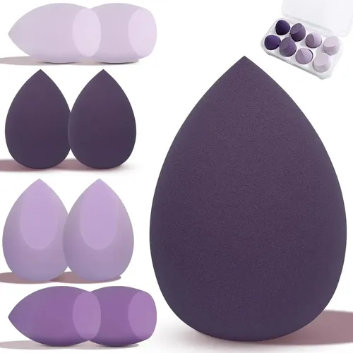 Z Esponjas Maquillaje 8pcs, Set Beauty Blender Con Estuche Púrpura