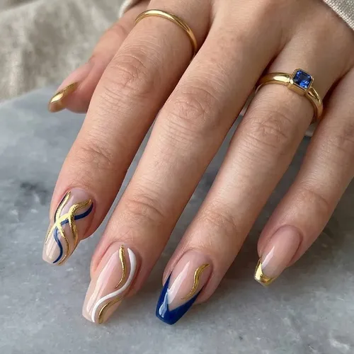 Pegatinas De Uñas Laminadas En Caliente Con Forma Y Línea Ge
