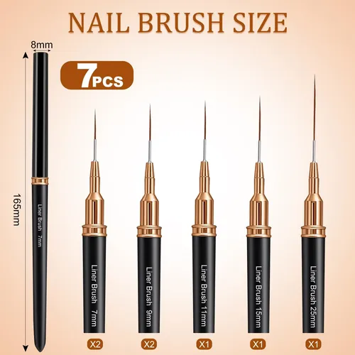 Vivinin Set Brochas Nail Art Metálicas 7 Piezas