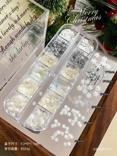 Calcomanías De Uñas Con Purpurina De Nieve, Pack De 3 Cajas
