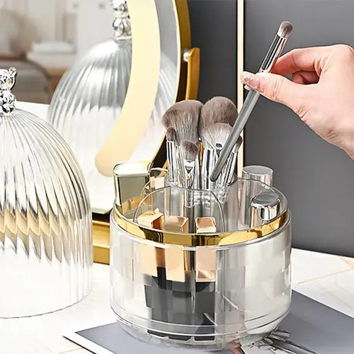 Organizador De Maquillaje Giratorio Q7 Con Tapa Que Gira 360