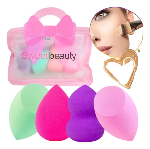 Set X4 Esponjas Blender Para Maquillaje 4 Formas Distintas Color Tamaño De La Esponja Grande